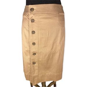 J. Crew Tan Pencil Skirt with Button Detail